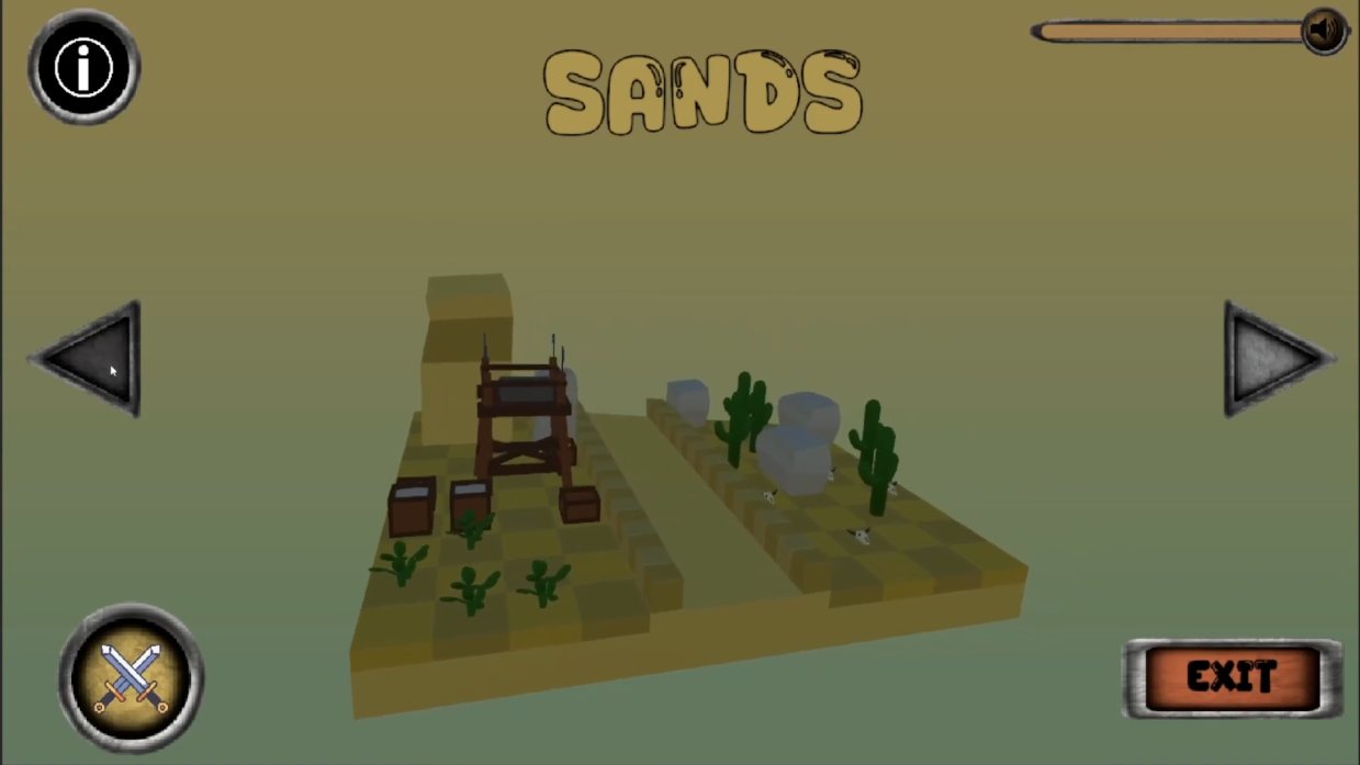 The level select screen, showing the Sands level