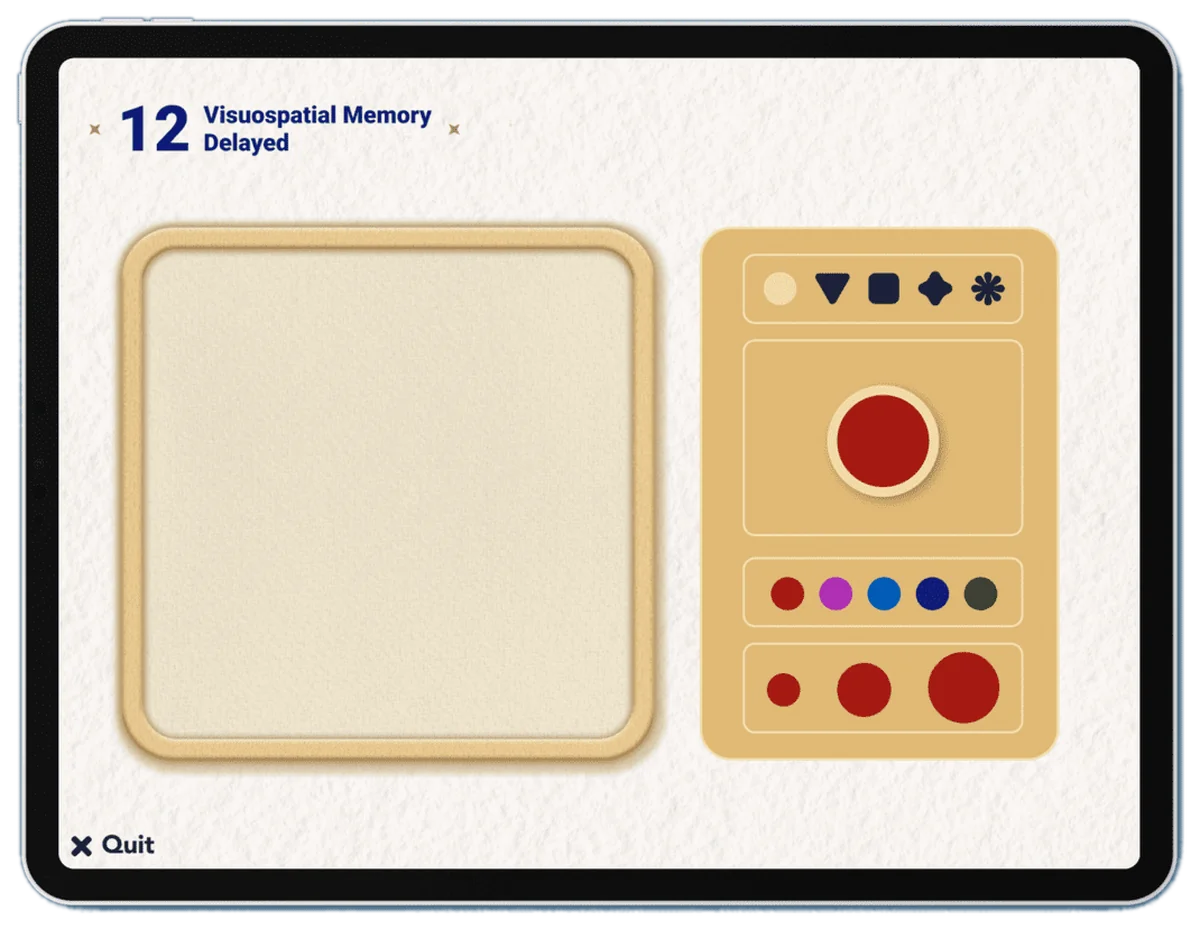 Veyra task 12, Visuospatial memory (delayed)