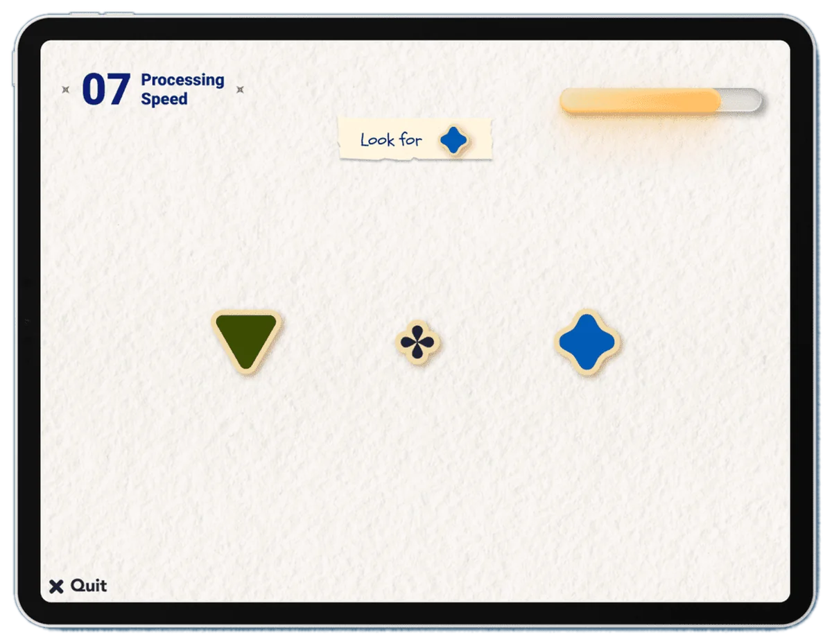 Veyra task 07, Processing speed: find the matching shape